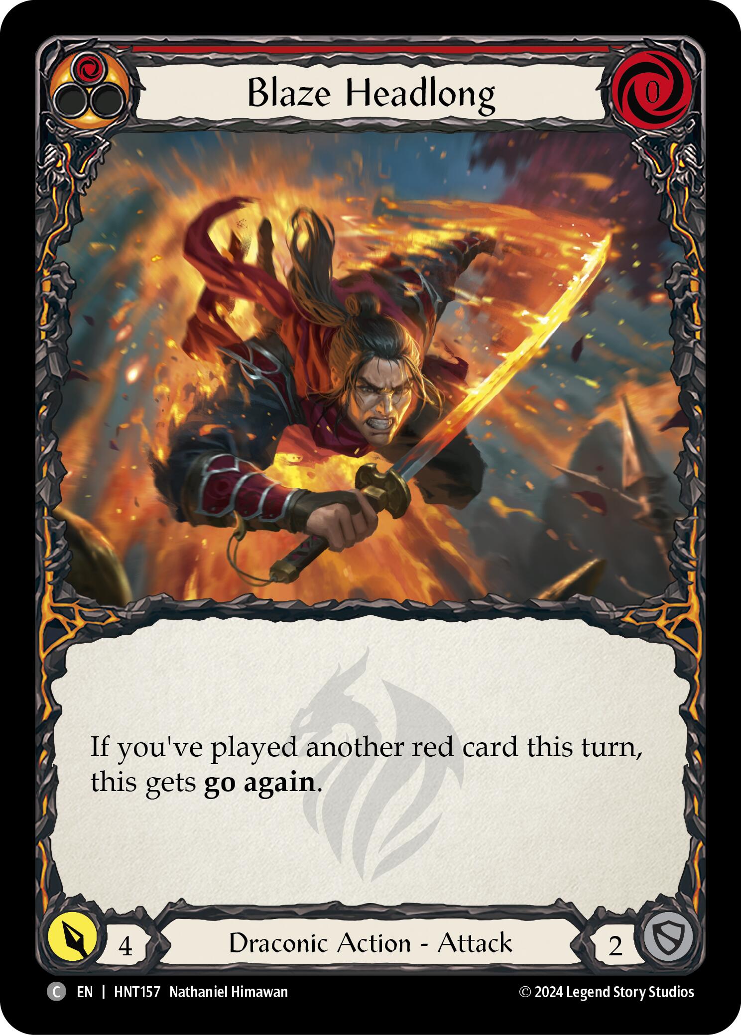 Blaze Headlong (Red) [HNT157] (The Hunted)  Rainbow Foil